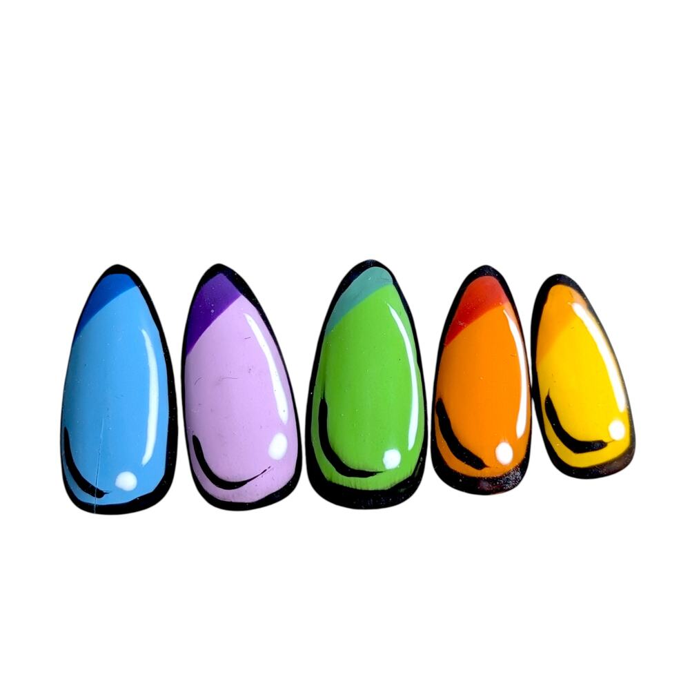 Pop Art Multi Color Matte Top‎ Coat Press On Nails Custom Size
